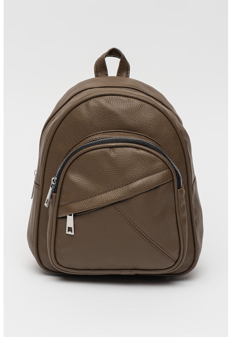 Rucsac de piele ecologica cu buzunar frontal cu fermoar