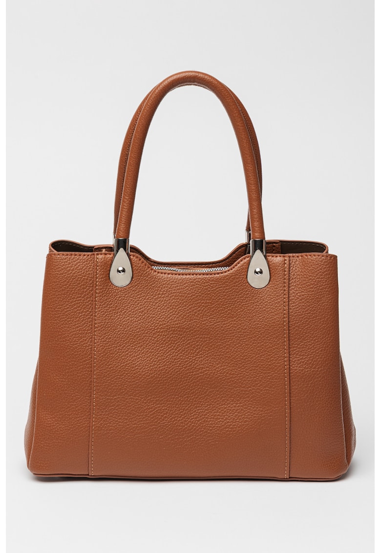 Geanta de piele ecologica cu fermoar - Maro