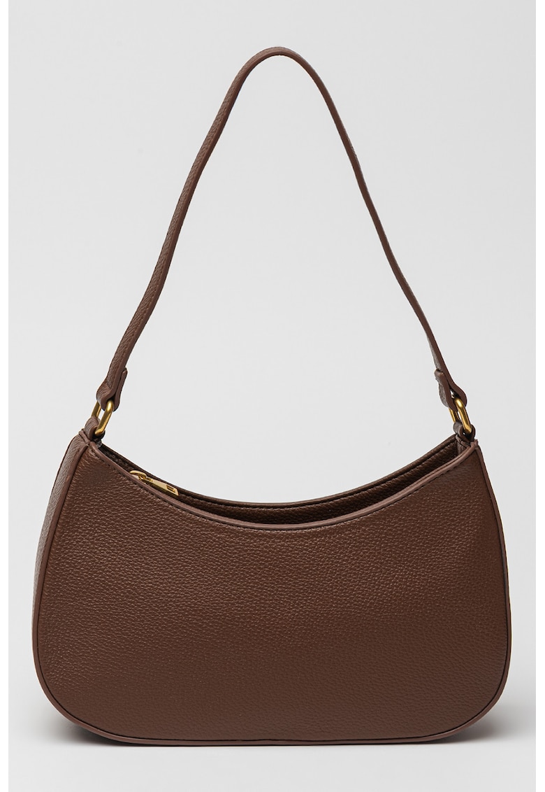 Geanta crossbody de piele ecologica cu bareta detasabile - Maro