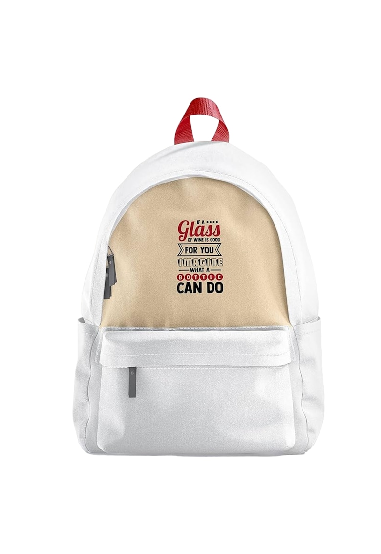 Rucsac cu imprimeu text - 20L - alb - bej