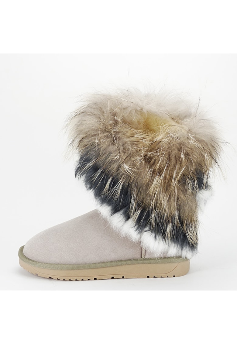 Cizme bej din piele naturala cu blanita naturala 8013 111 15674