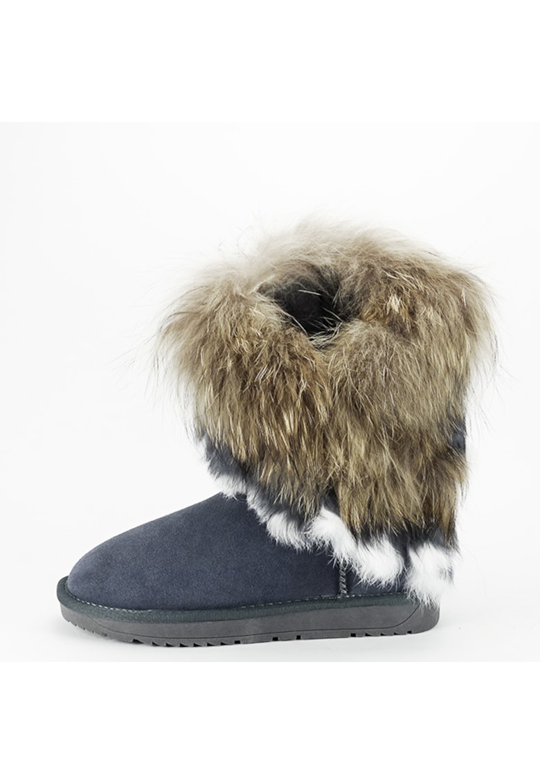 Cizme gri din piele naturala cu blanita naturala 8013 111 15668 Cizme gri din piele naturala cu blanita naturala 8013 111 15668
