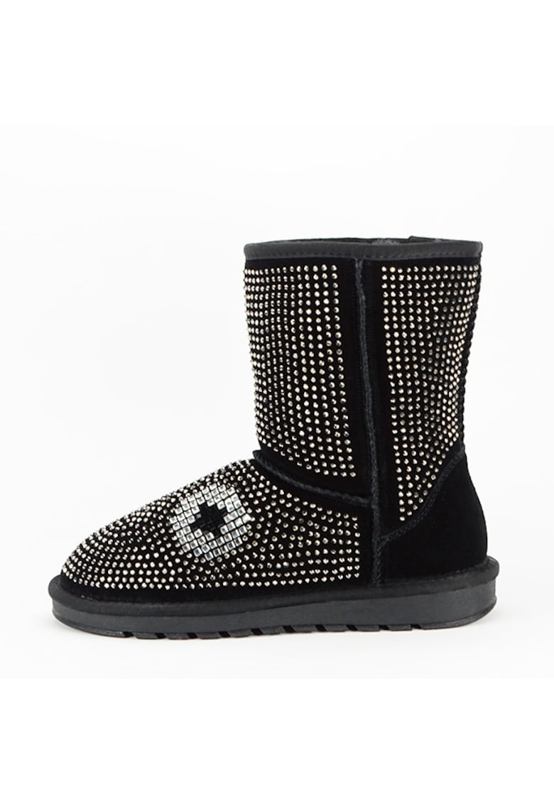 Cizme negre din piele naturala W8008 112 12045