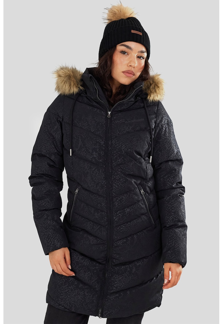 Geaca matlasata cu vatelina si garnitura de blana sintetica Puppis