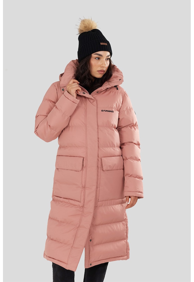 Geaca lunga matlasata cu vatelina si gluga Sabina