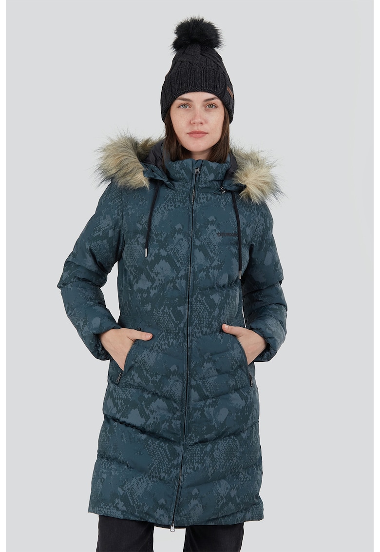 Geaca matlasata cu vatelina si garnitura de blana sintetica Puppis