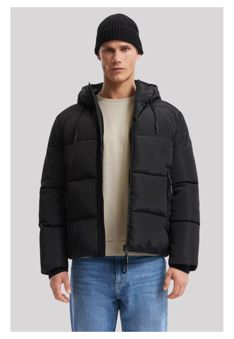 Q/S by s.Oliver - Jacheta sport barbati - Puffer - Regular Fit - 2 buzunare oblice cu fermoar - Negru -