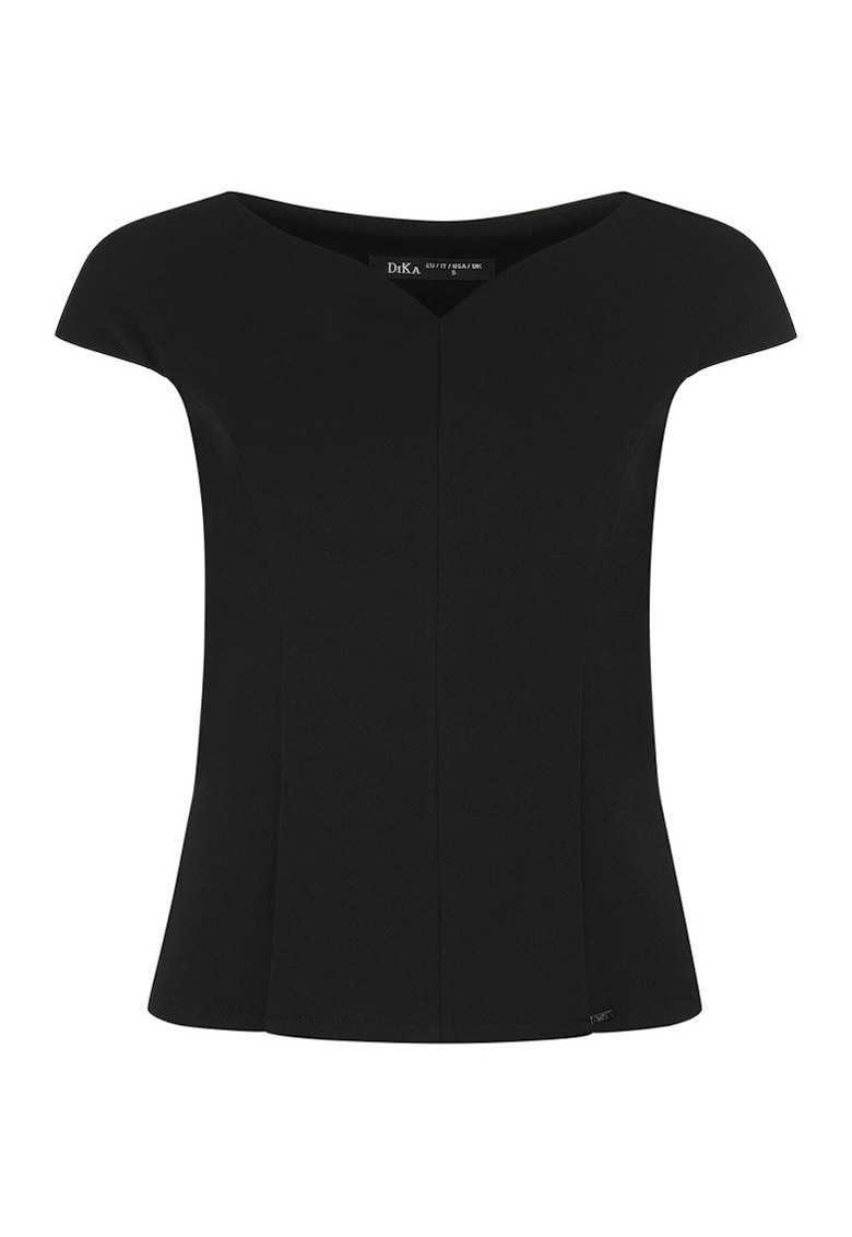 Bluza cambrata cu decolteu in V - Negru