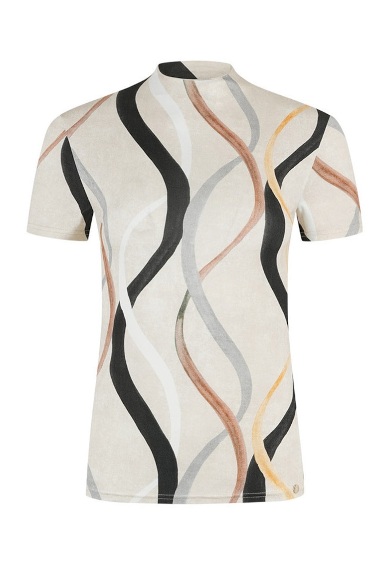 Bluza cu model abstract si guler scurt