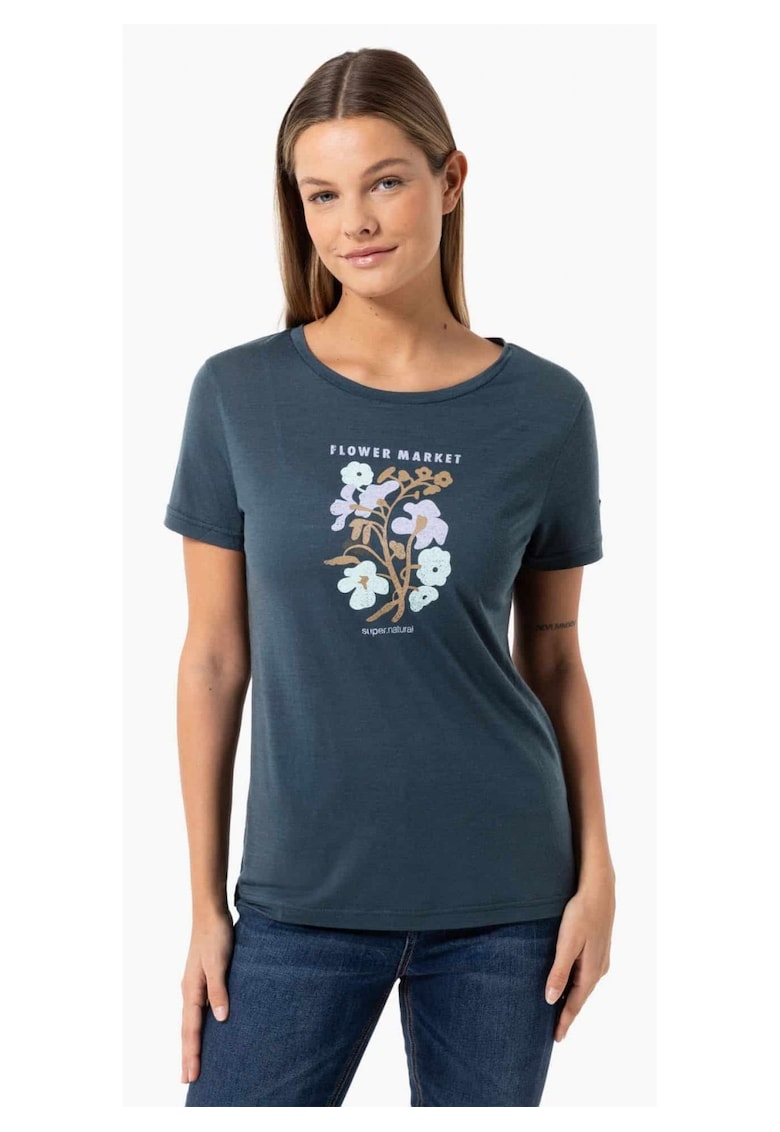 Tricou din amestec de lana Flower Market