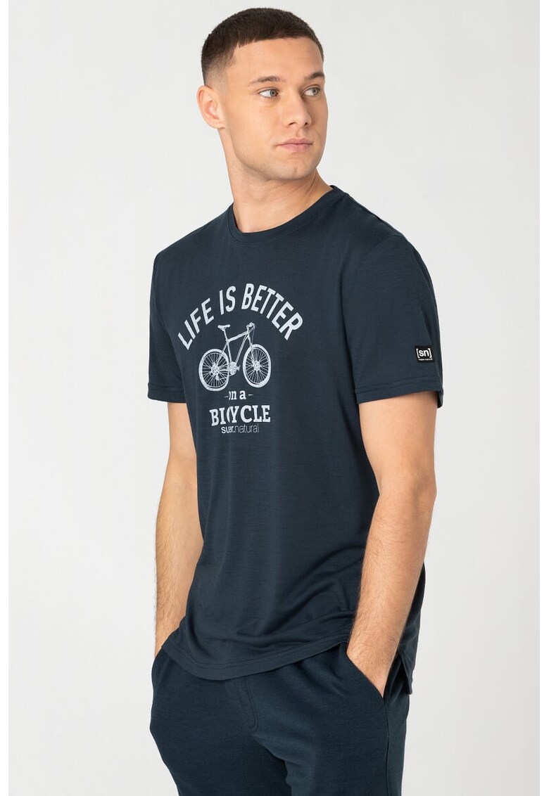 Tricou din lana pentru barbati SN - Better bike albastru - marimea