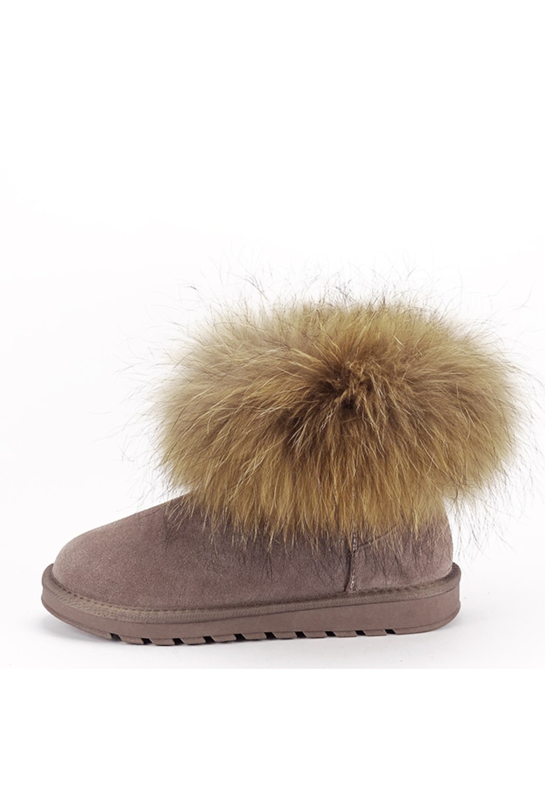 Ghete din piele naturala kaki cu blanita Carina 19 15878