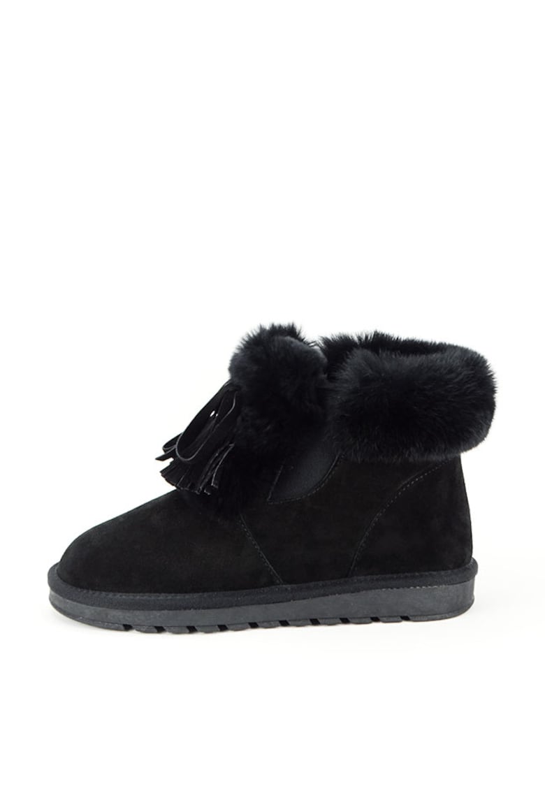 Ghete din piele naturala negre cu blanita 603 114 14115