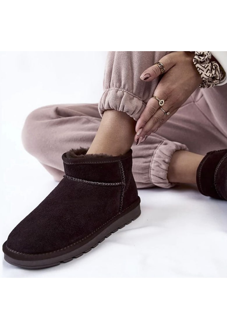 Ghete cafeniu inchis din piele naturala W5821 118 14097