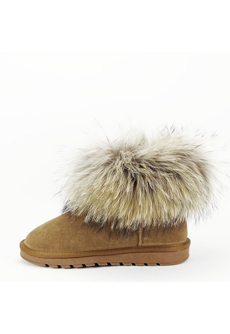 Ghete din piele naturala camel cu blanita Carina 19 14078