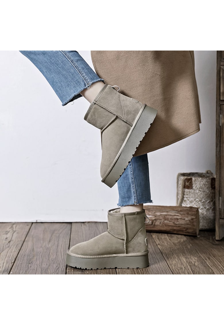 Ghete taupe din piele naturala JB1925 117 13946