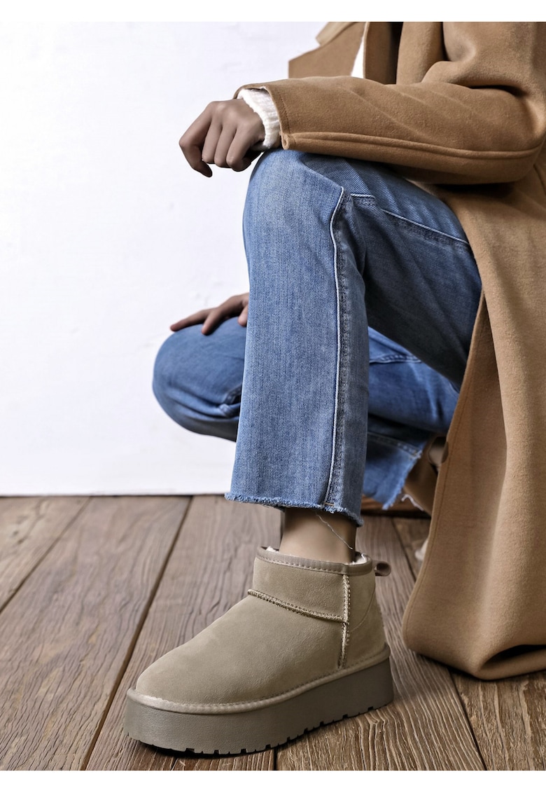 Ghete maro taupe din piele naturala JB1924 118 13687