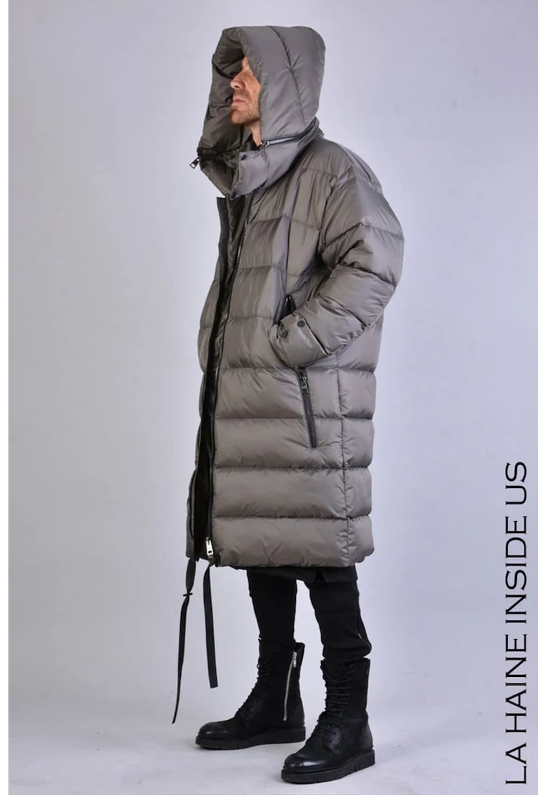 Geacă lungă supradimensionată cu guler înalt