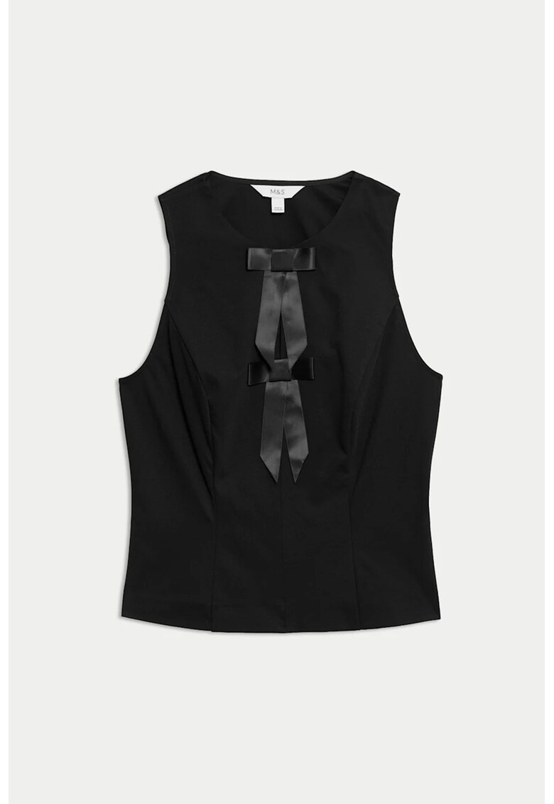 Top cambrata cu funde din satin