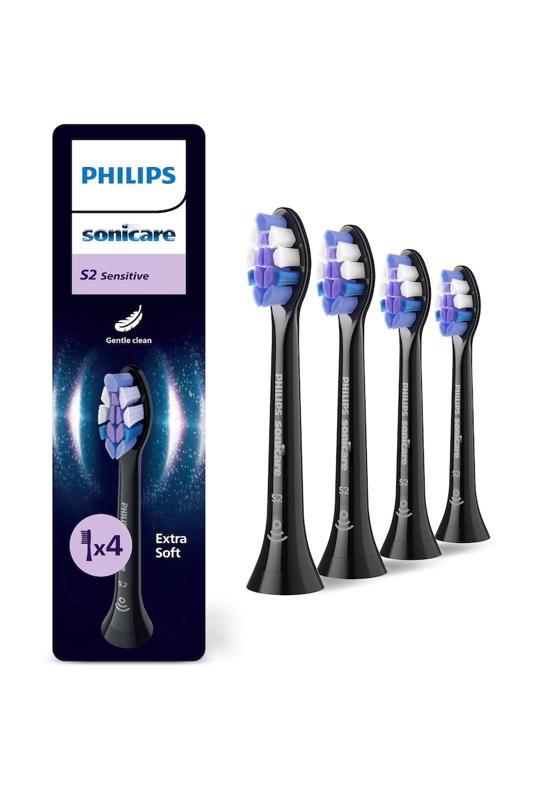 Rezerve Sensitive HX6054/88 - pachet de 4 capete de periere - click-on - sincronizarea modurilor BrushSync - Negru