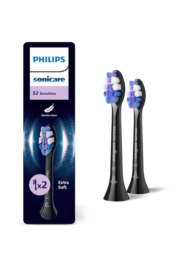 Rezerve Sensitive HX6052/88 - pachet de 2 capete de periere - click-on - sincronizarea modurilor BrushSync - Negru