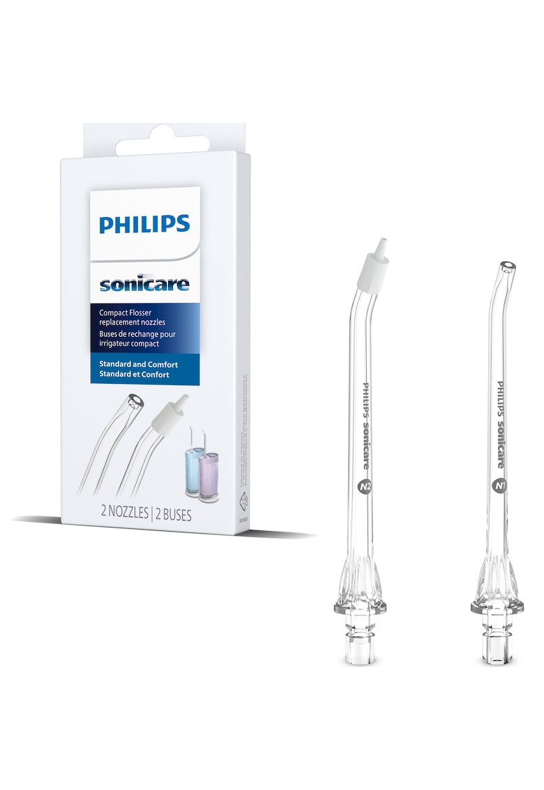 Set de doua capete de curatare pentrul dusul bucal HX3072/00 Seria 1000 - contine: 1 capat Standard N1 - 1 capat Confort N2