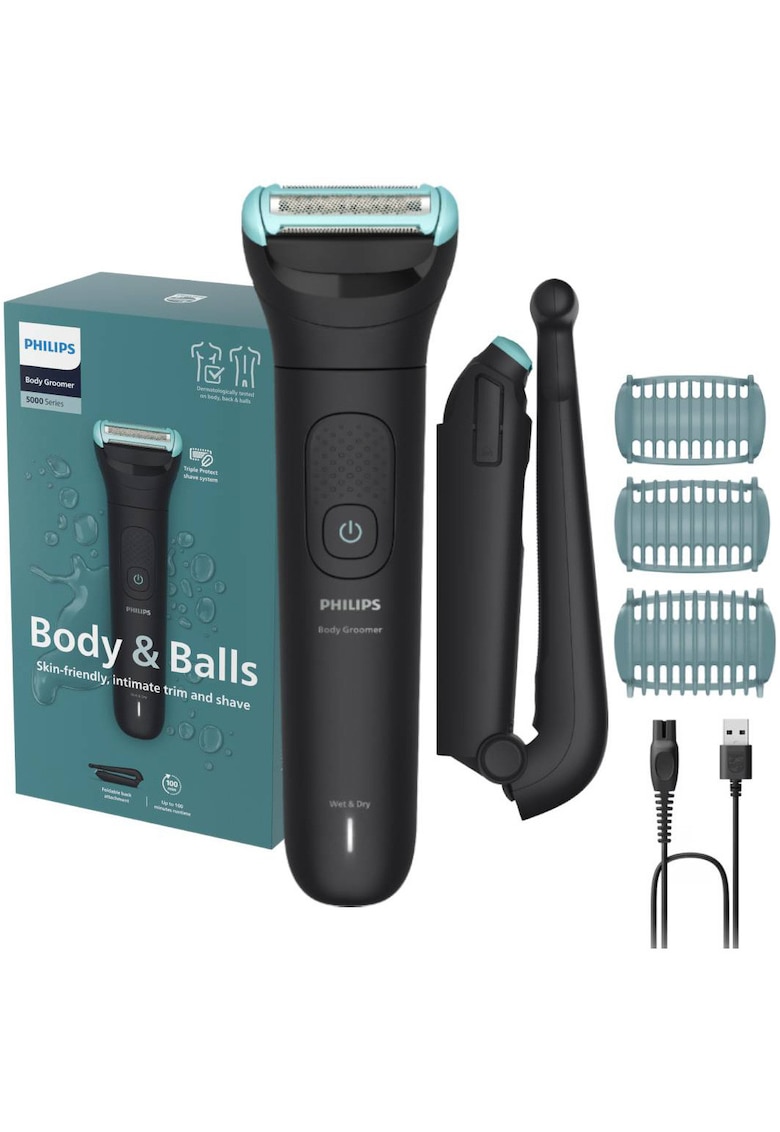 Aparat de ras si tuns corporal cu sita metalica hipoalergenica BG5480/15 - autonomie 100 min - funcție incarcare rapida - brat extensie pentru urilizare pe spate - 3 piepteni bidirectionali - indicator luminos baterie - husa textila