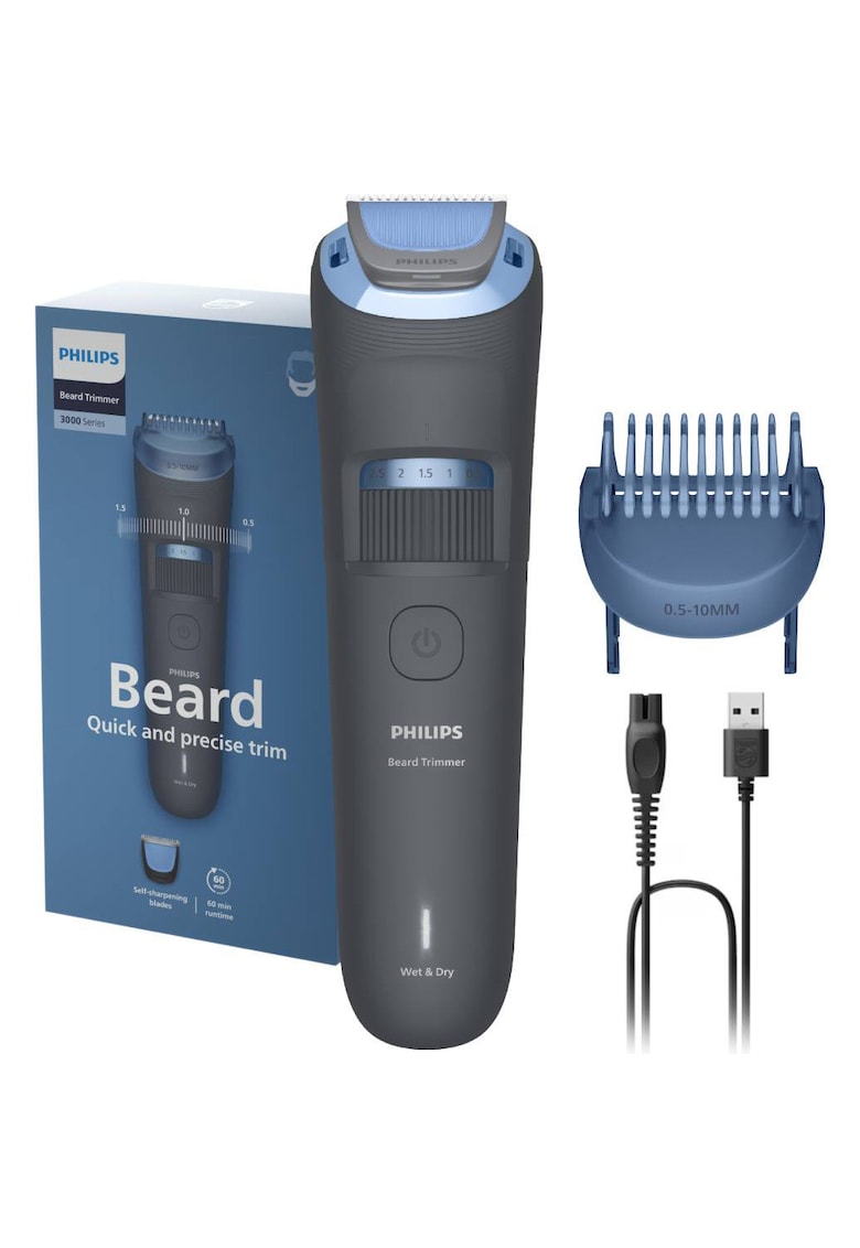 Aparat de tuns barba BT3617/15 cu lame cu autoascutire - 20 de setari de lungime - piepten ajustabil pentru barba (0 -5-10 mm) - autonomie 60 min