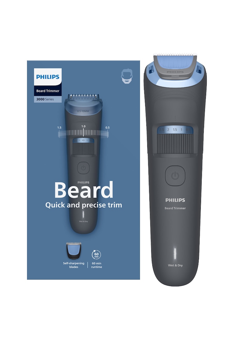 Aparat de tuns barba BT3617/15 cu lame cu autoascutire - 20 de setari de lungime - piepten ajustabil pentru barba (0 -5-10 mm) - autonomie 60 min