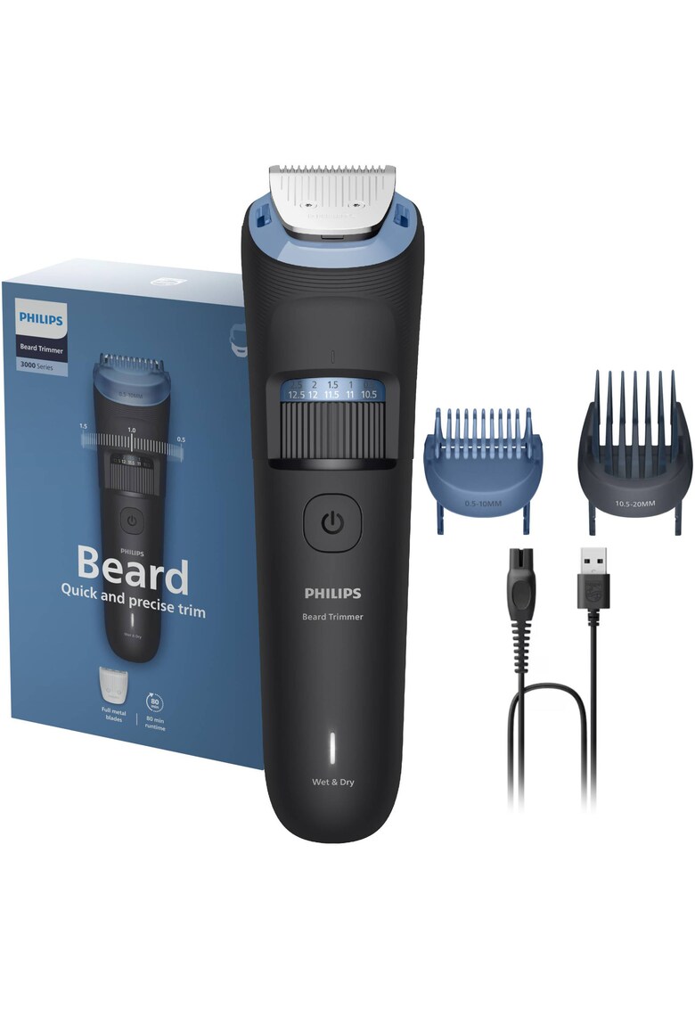 Aparat de tuns barba BT3660/15 cu lame integral metalice cu autoascutire - 40 de setari de lungime - 2 piepteni ajustabili pentru barba (0 -5-20 mm) - autonomie 80 min