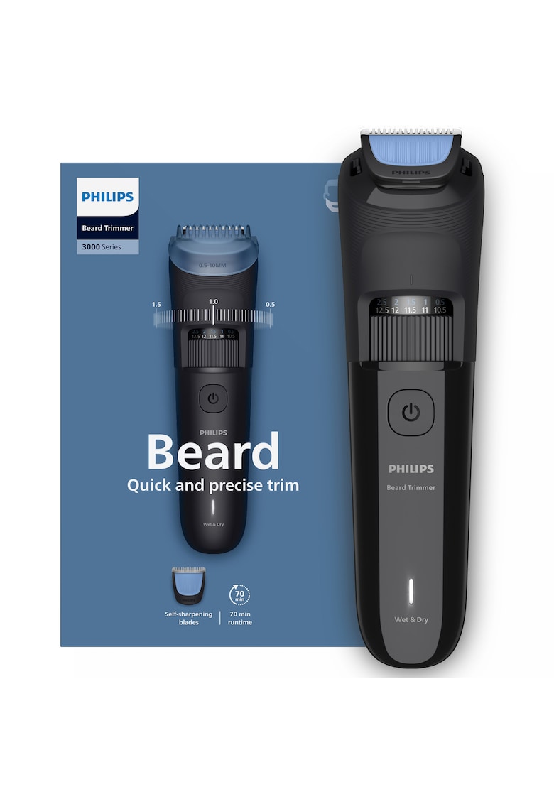 Aparat de tuns barba BT3620/15 cu lame cu autoascutire - 40 de setari de lungime - 2 piepteni ajustabili pentru barba (0 -5-20 mm) - autonomie 70 min