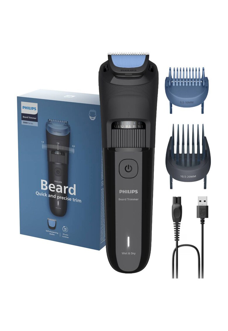 Aparat de tuns barba BT3620/15 cu lame cu autoascutire - 40 de setari de lungime - 2 piepteni ajustabili pentru barba (0 -5-20 mm) - autonomie 70 min