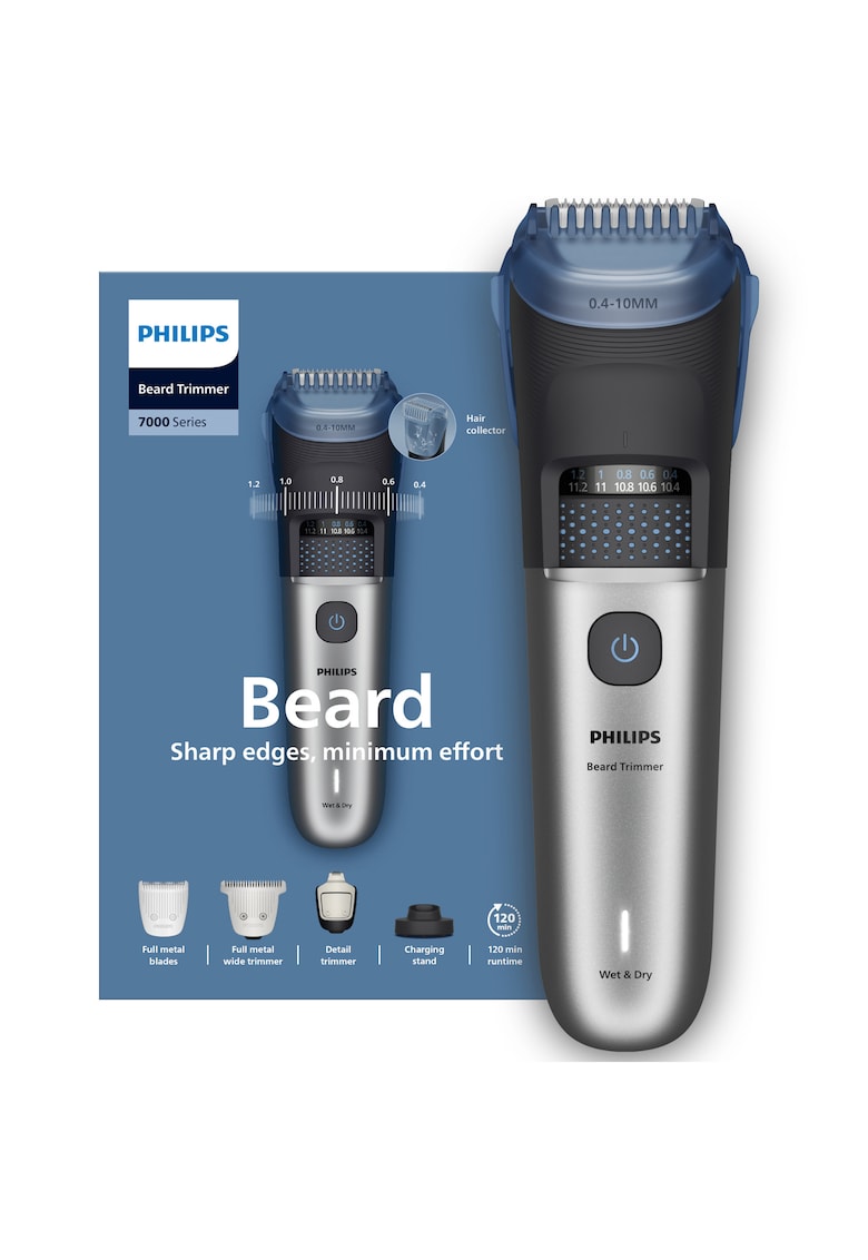 Aparat de tuns barba BT7670/15 cu lame integral metalice cu autoascutire - 40 de setari lungime (0 -4-20 mm) - autonomie 120 min - colector de par - trimmer pentru detalii - trimmer extra-lat - piepteni fade - suport incarcare - trusa depozitare