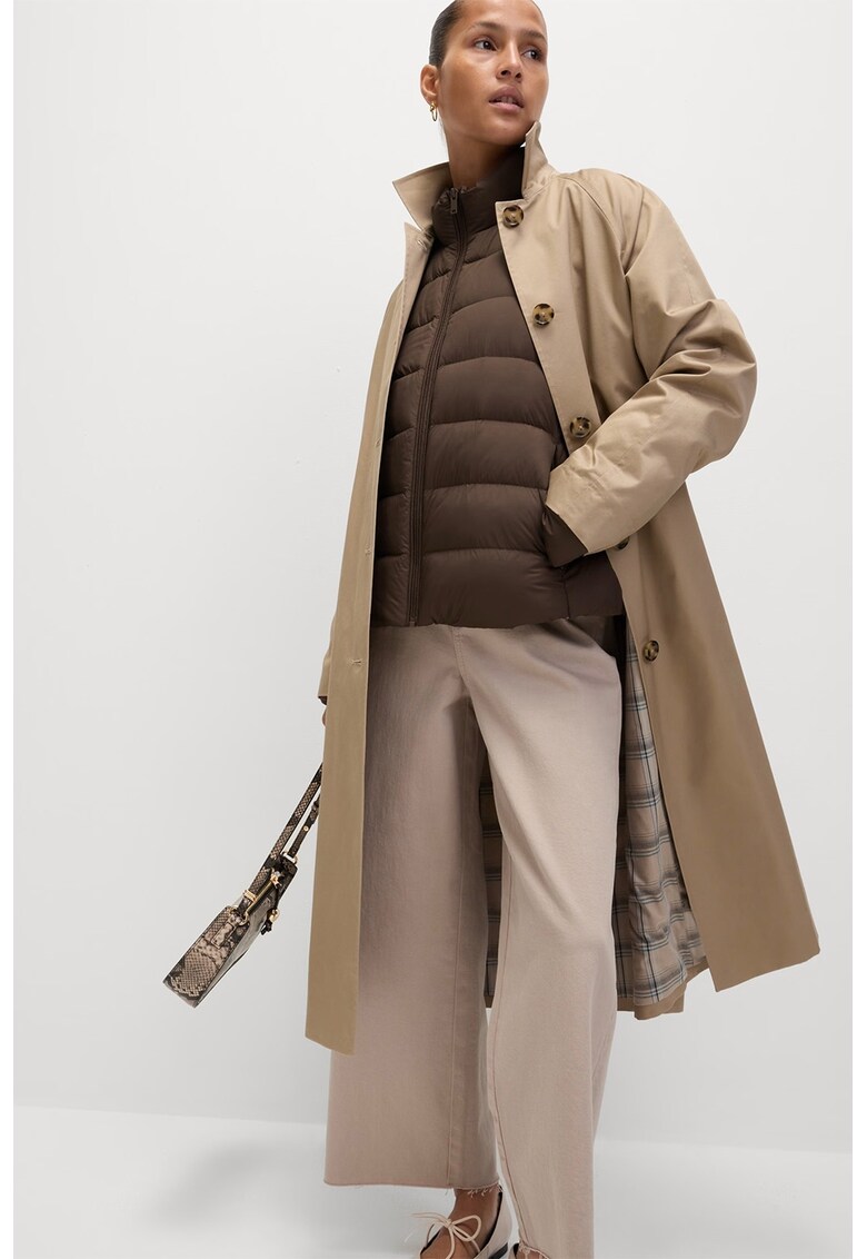 Geaca cu umplutura de puf si guler - Maro scortisoara