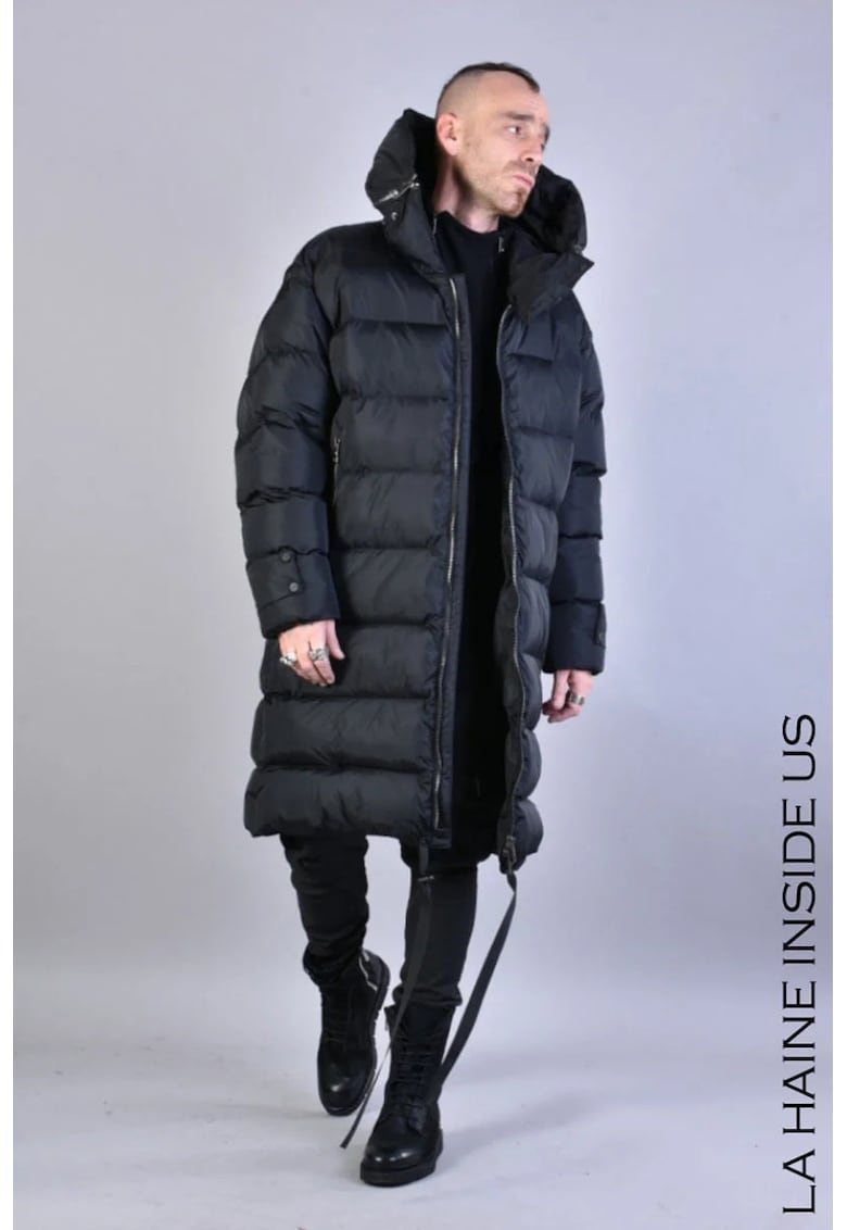 Geacă lungă supradimensionată cu guler înalt