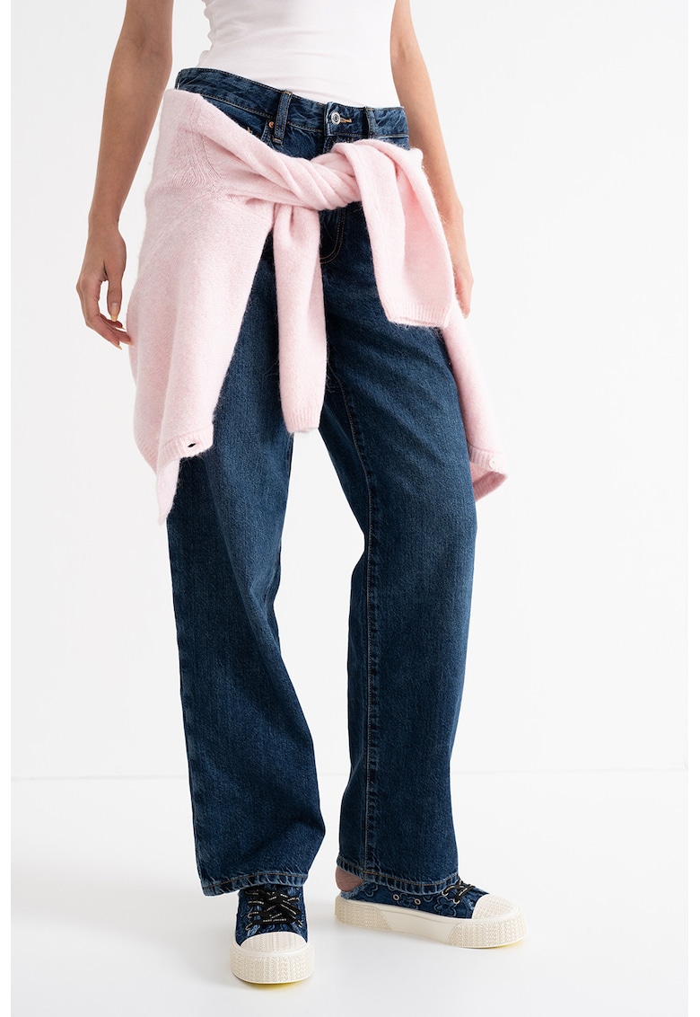 Blugi din amestec de lyocell cu croiala ampla si talie medie