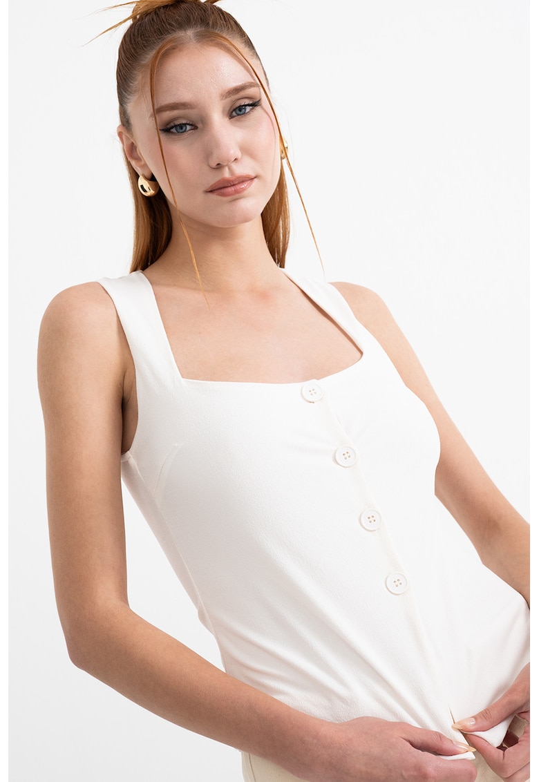 Bluza cu decolteu patrat si nasturi - fara maneci Bluza cu decolteu patrat si nasturi - fara maneci