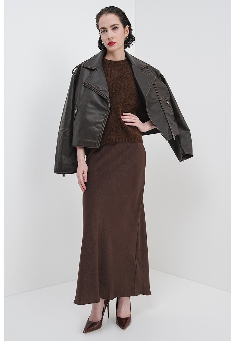 Jacheta crop de piele ecologica