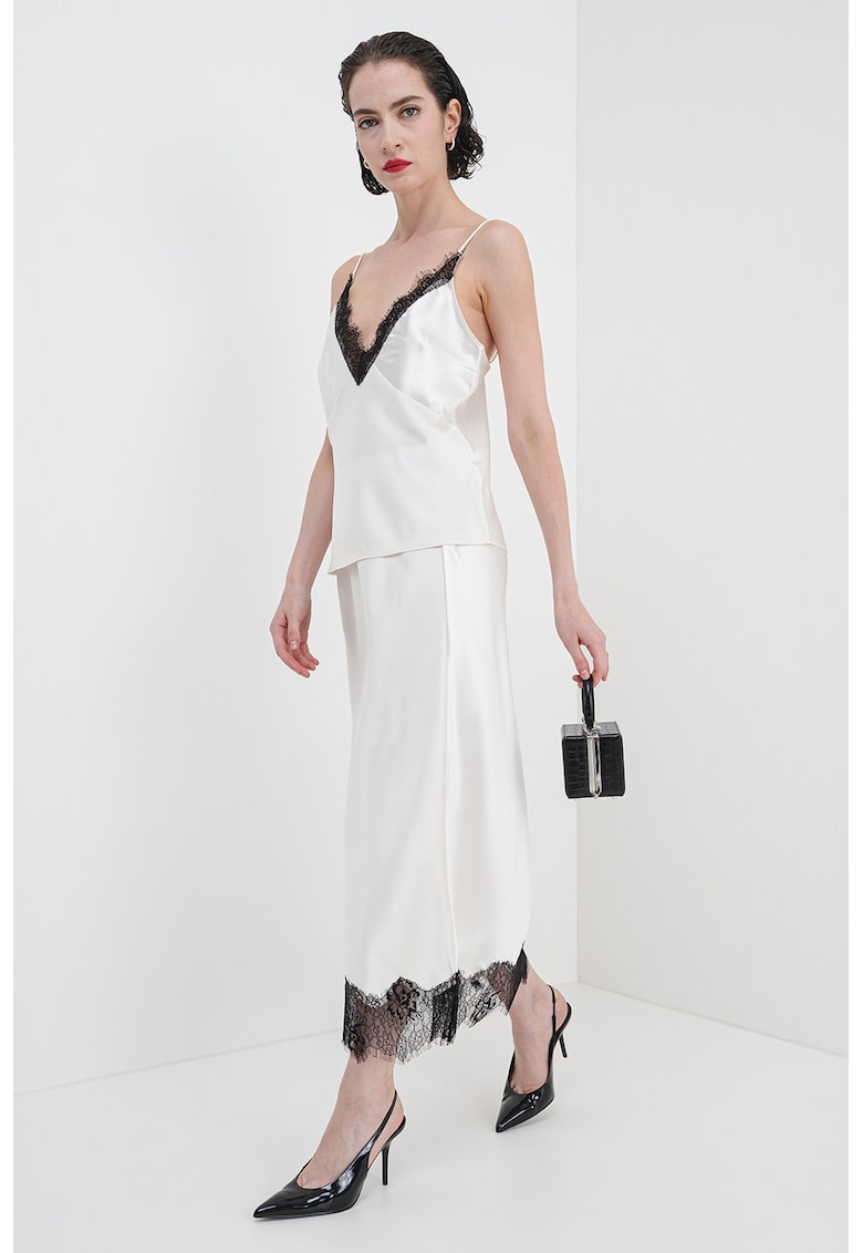 Bluza cu aspect de satin si captuseala din dantela