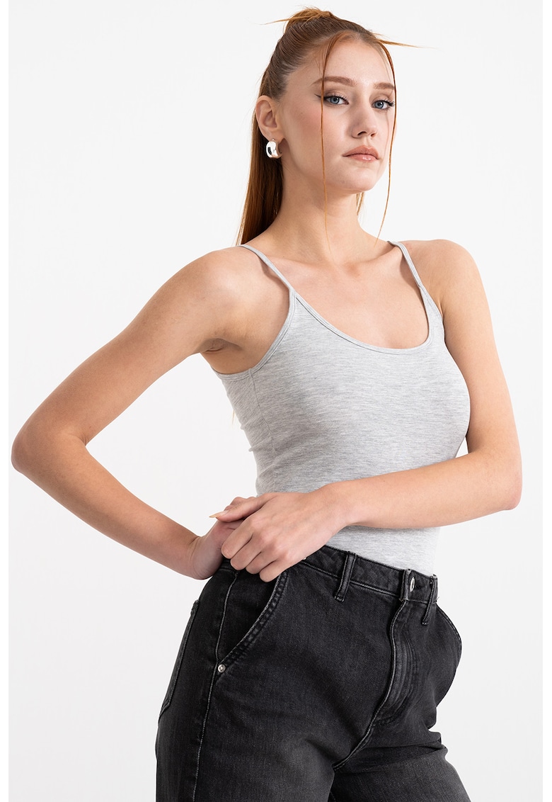 Top din amestec de modal cu decolteu adanc pe partea din spate