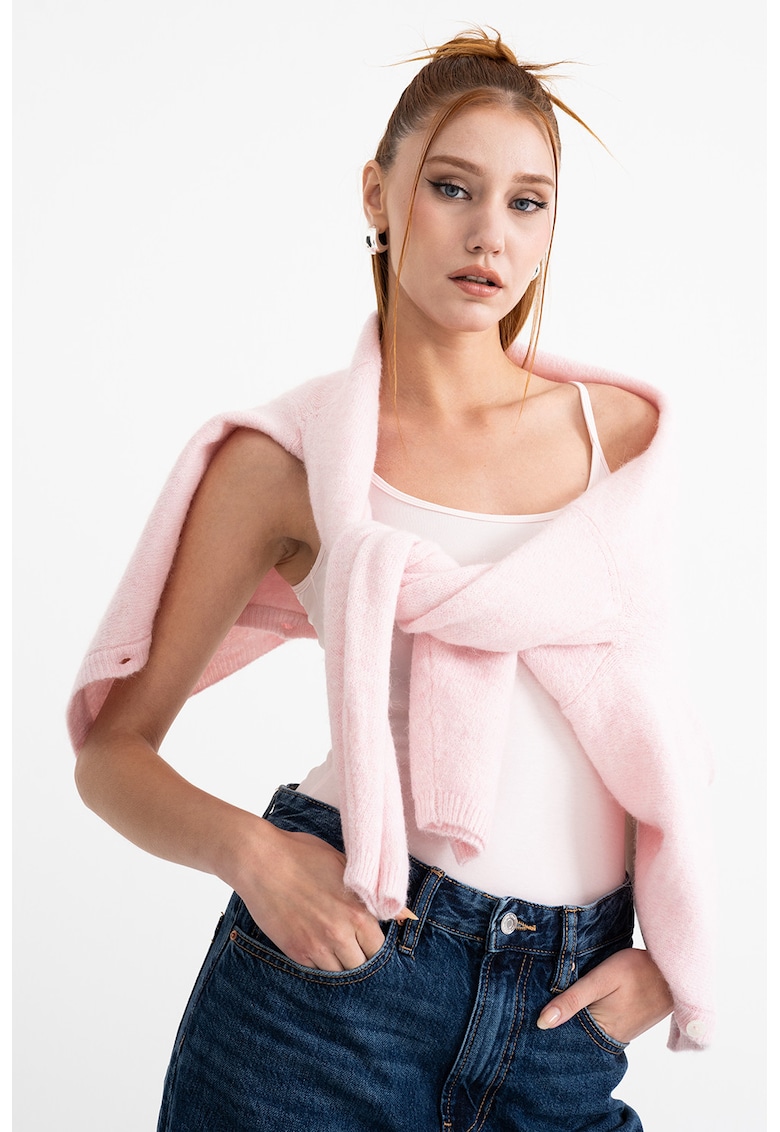 Top din amestec de modal cu decolteu adanc pe partea din spate