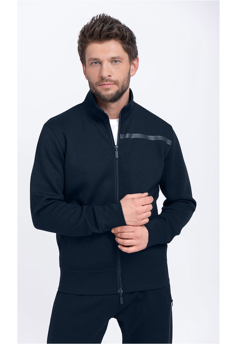 Hanorac cu guler inalt - cu fermoar - doua buzunare - B-Lunos - bleumarin
