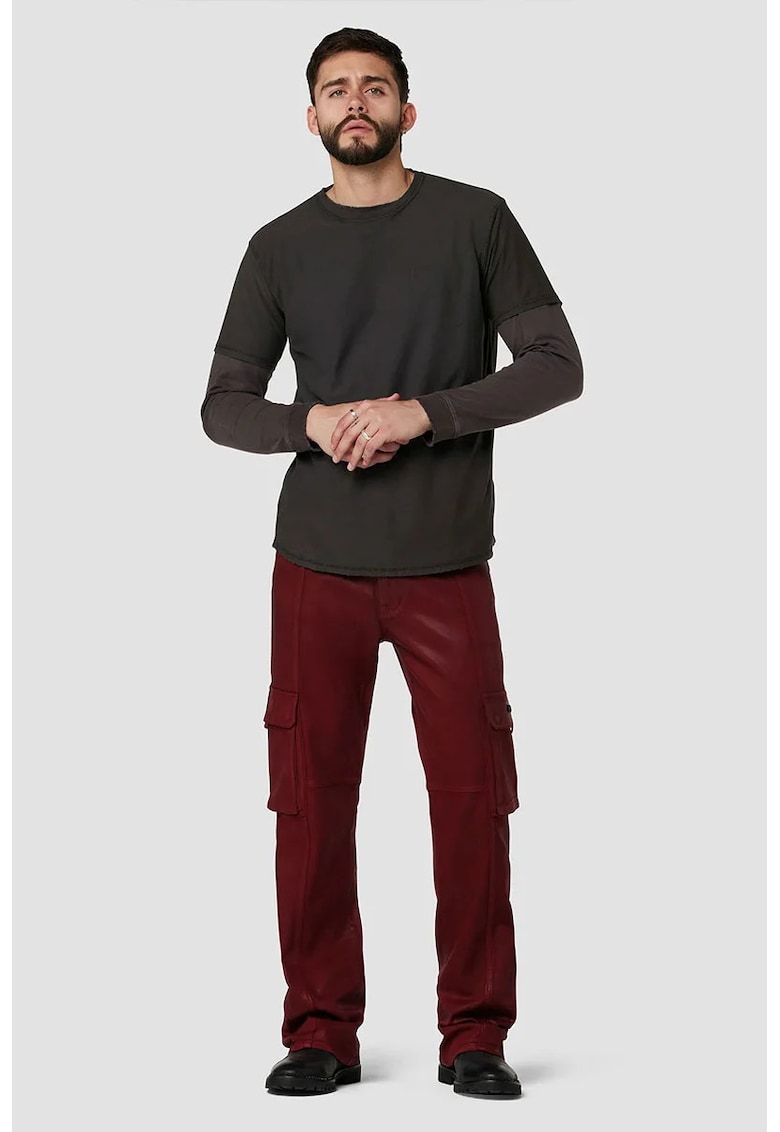 Pantaloni din denim cargo barbatesti - cu croi drept si buzunare laterale functionale