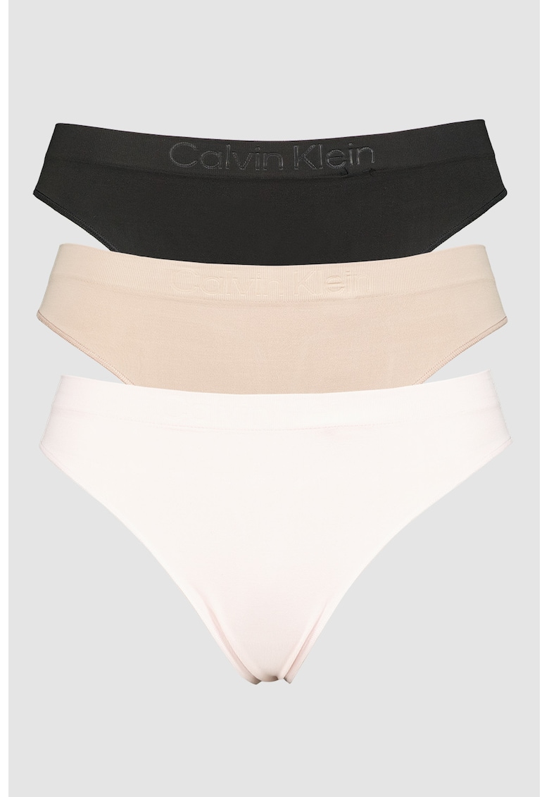 Set de chiloti tanga cu banda logo in talie - 3 perechi