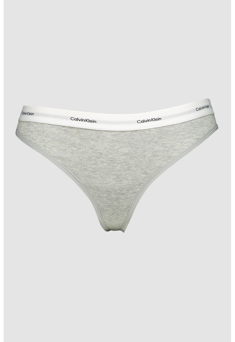 Chiloti tanga cu banda logo in talie - Gri deschis melange