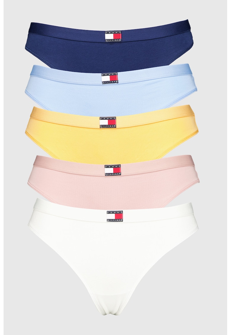 Set de chiloti tanga cu logo - 5 perechi