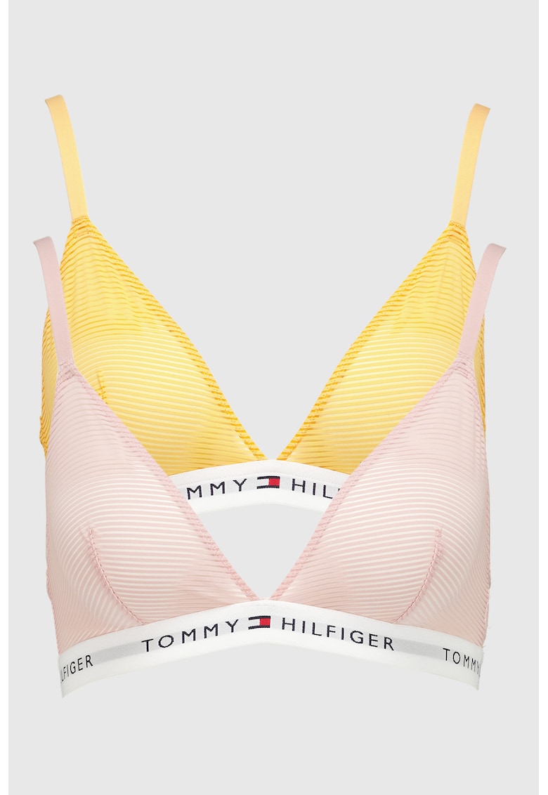 Set de sutiene cu banda logo si model in dungi - 2 Perechi