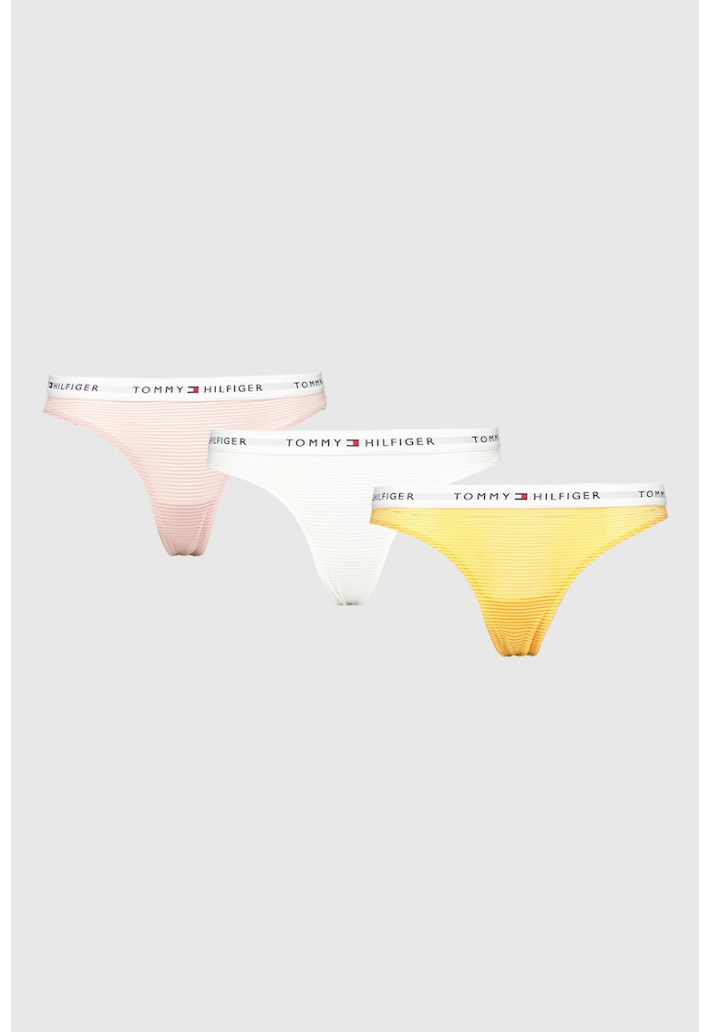 Set de chiloti tanga cu logo - 3 perechi Set de chiloti tanga cu logo - 3 perechi