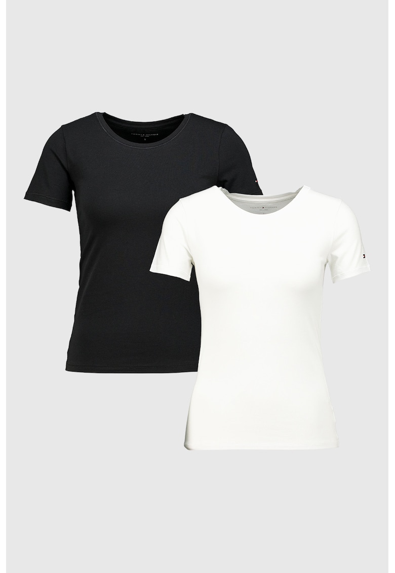 Set de tricouri de casa din amestec de bumbac cu croiala slim fit - 2 piese