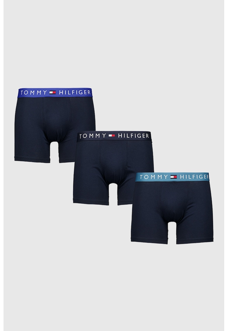 Set de boxeri din amestec de bumbac cu banda logo in talie - 3 perechi - Albastru ultramarin/Albastru